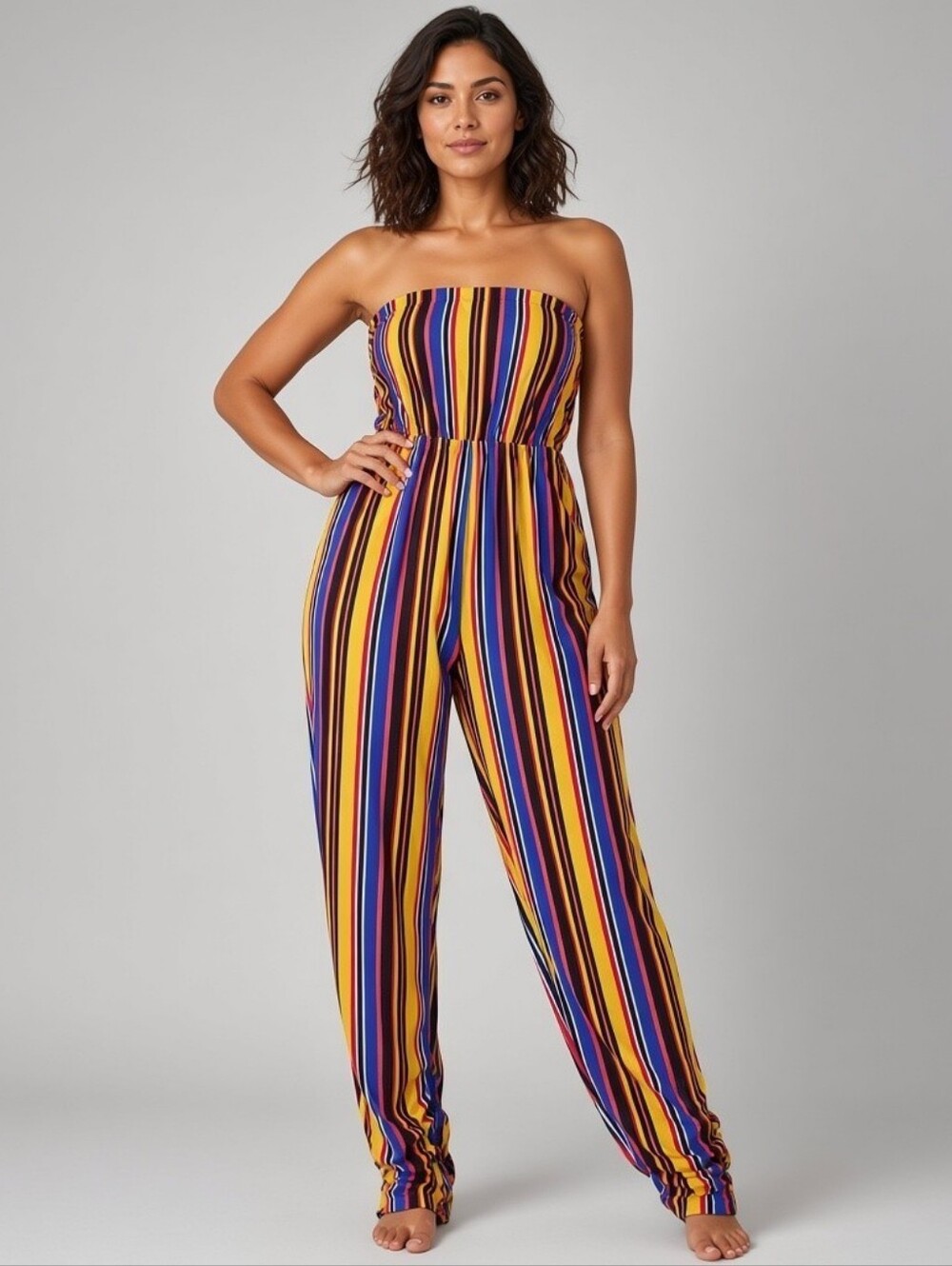 Love J NWT Striped Sleeveless Jumpsuit sz LARGE